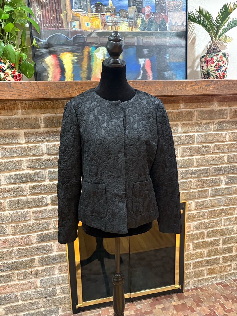 Boden Limited Edition Black Floral Jacquard Jacket